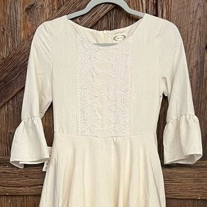 Joyfolie (girls) cream/white linen lace mayra dress, holiday, dressy